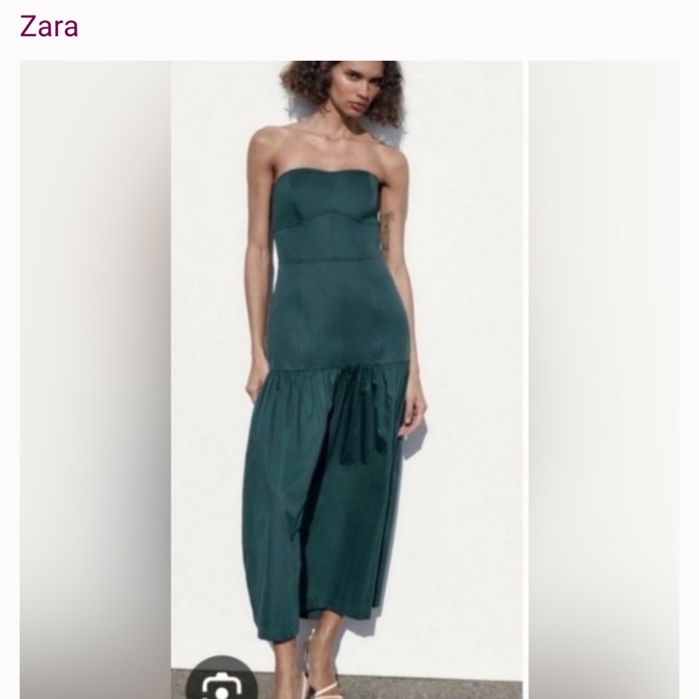 Zara Green Strapless Dress